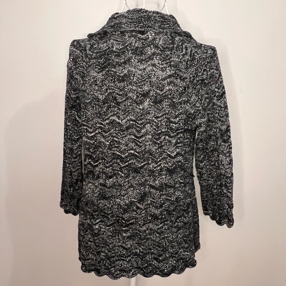 SOLD 1/28 Willi Smith Black & White Open Knit Cardigan - Picture 8 of 12